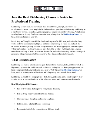 Join the Best Kickboxing Classes in Noida for Professional Training