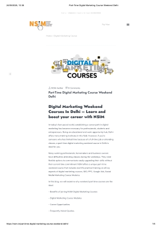 Part-Time Digital Marketing Course Weekend Delhi