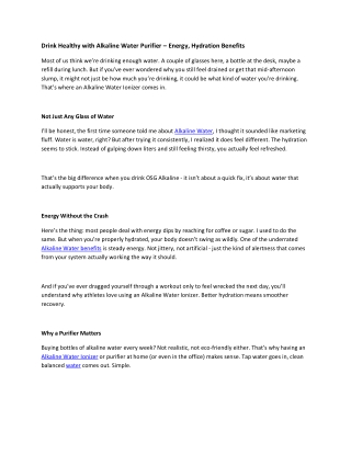 Drink Healthy with Alkaline Water Purifier