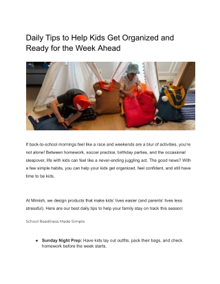 Daily Tips to Help Kids Get Organized and Ready for the Week Ahead