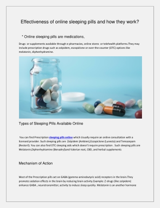 Effectiveness of online sleeping pills and how they work