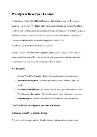 Wordpress Developer London