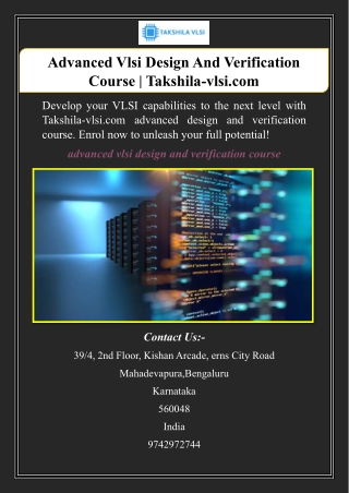 Advanced Vlsi Design And Verification Course | Takshila-vlsi.com