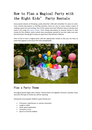 How to Plan a Magical Party with the Right Kids
