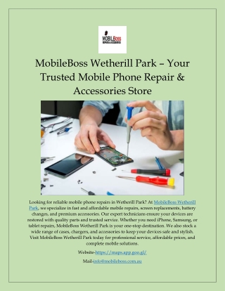 MobileBoss Wetherill Park – Your Trusted Mobile Phone Repair & Accessories Store