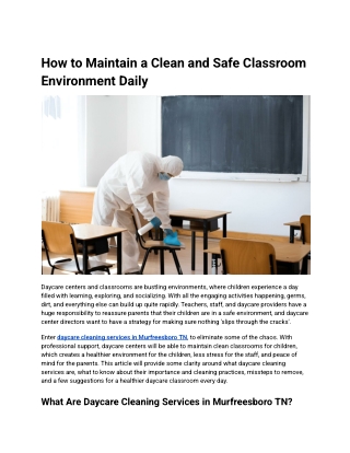 How to Maintain a Clean and Safe Classroom Environment Daily