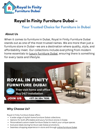 Royal In Finity Furniture Dubai – Best Furniture in Dubai