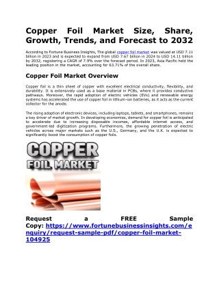 Copper Foil Market Share, Growth Dynamics, and Size Outlook to 2032