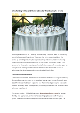 Why Renting Tables and Chairs Is Smarter Than Buying for Events