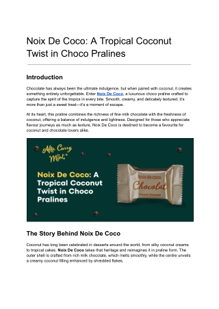 Noix De Coco_ A Tropical Coconut Twist in Choco Pralines