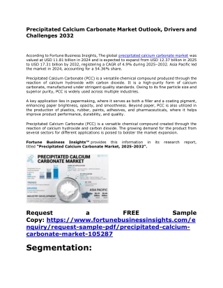 Precipitated Calcium Carbonate Market Insights, Trends and Outlook 2032