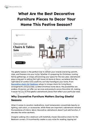 What Are the Best Decorative Furniture Pieces to Decor Your Home This Festive Season