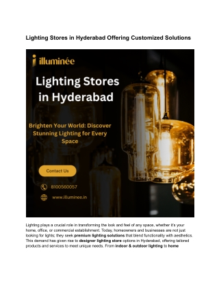 Lighting Stores in Hyderabad Offering Customized Solutions