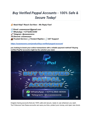 Buy Verified PayPal Accounts - 100% Safe & Secure