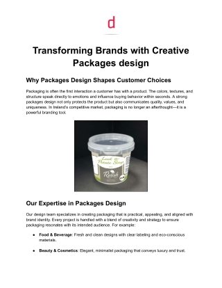 Transforming Brands with Creative Packages design