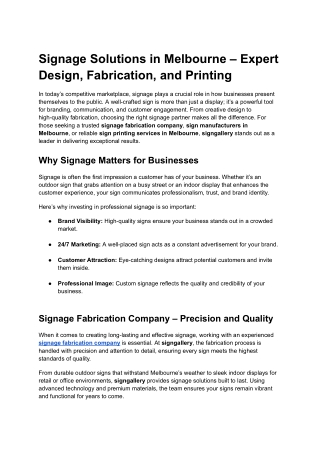 Signage Solutions in Melbourne – Expert Design, Fabrication, and Printing