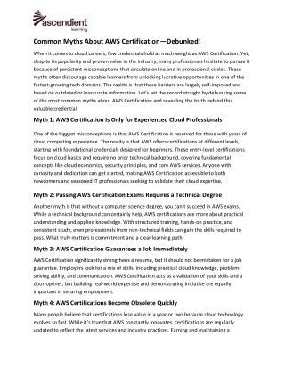 Common Myths About AWS Certification—Debunked!