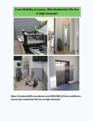From Mobility to Luxury Why Residential Lifts Are in High Demand