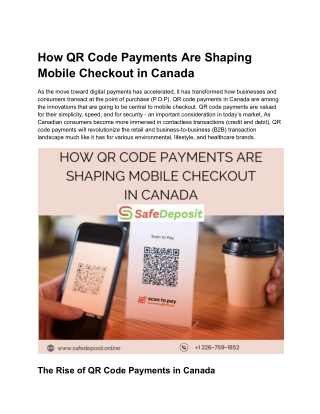 How QR Code Payments Are Shaping Mobile Checkout in Canada