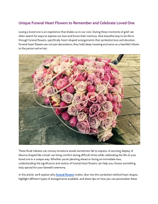 Unique Funeral Heart Flowers to Remember and Celebrate Loved One