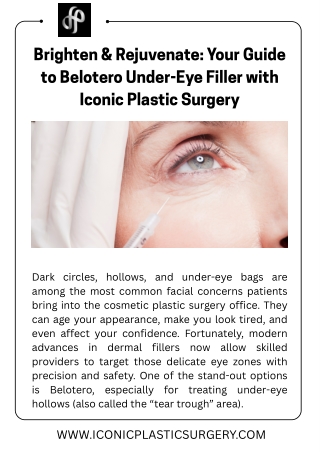 Brighten & Rejuvenate Your Guide to Belotero Under-Eye Filler with Iconic Plastic Surgery