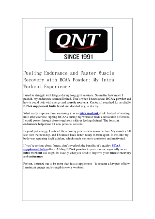 My Intra Workout Experience BCAA muscle powder