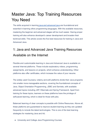 Master Java: Top Training Resources You Need