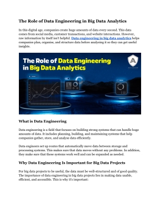 The Role of Data Engineering in Big Data Analytics