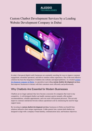 Custom Chatbot Development Services by a Leading Website Development Company in Dubai
