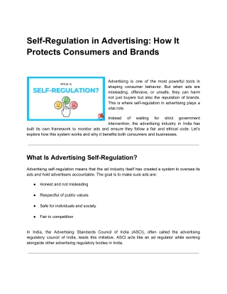 Self-Regulation in Advertising: Protecting Consumers & Brands | ASCI India