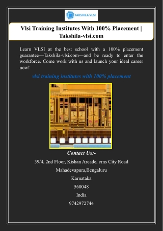 Vlsi Training Institutes With 100% Placement | Takshila-vlsi.com