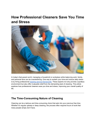 How Professional Cleaners Save You Time and Stress