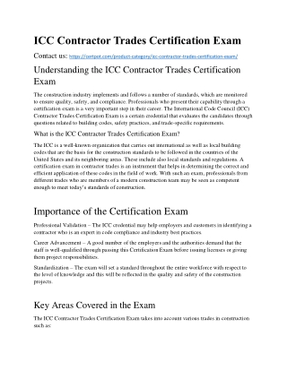 ICC Contractor Trades Certification Exam
