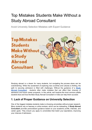 Top Mistakes Students Make Without a Study Abroad Consultant