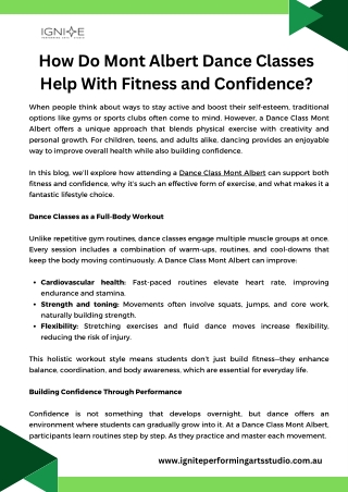 How Do Mont Albert Dance Classes Help With Fitness and Confidence