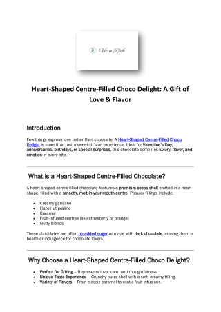 Heart-Shaped Centre-Filled Choco Delight | Perfect Gift Chocolate