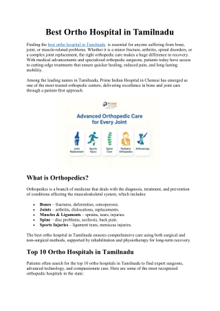 Best Ortho Hospital in Tamilnadu
