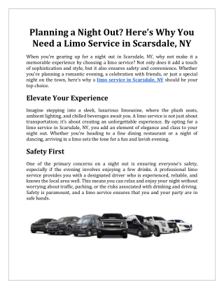 Planning a Night Out Here’s Why You Need a Limo Service in Scarsdale NY
