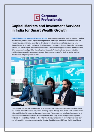 Capital Markets and Investment Services in India for Smart Wealth Growth