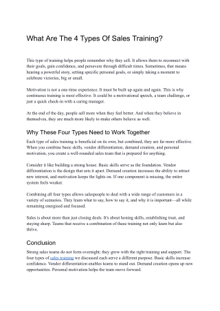 What Are The 4 Types Of Sales Training