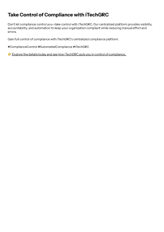 Take Control of Compliance with iTechGRC
