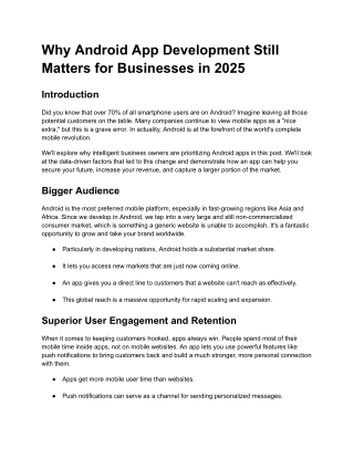Why Android App Development Still Matters for Businesses in 2025