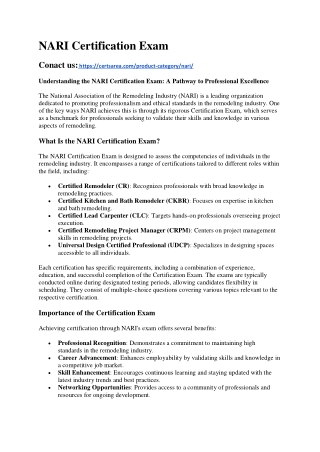 NARI Certification Exam