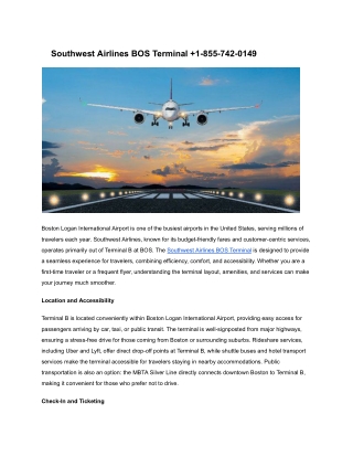 Southwest Airlines BOS Terminal  1-855-742-0149