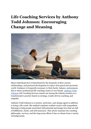 Life Coaching Services by Anthony Todd Johnson_ Encouraging Change and Meaning