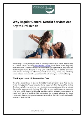 Why Regular General Dentist Services Are Key to Orthodocs