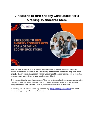7 Reasons to Work With Shopify Consultants