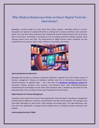 Why Modern Businesses Rely on Smart Digital Tools for Operations?