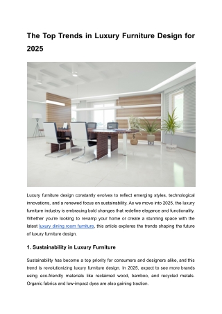The Top Trends in Luxury Furniture Design for 2025