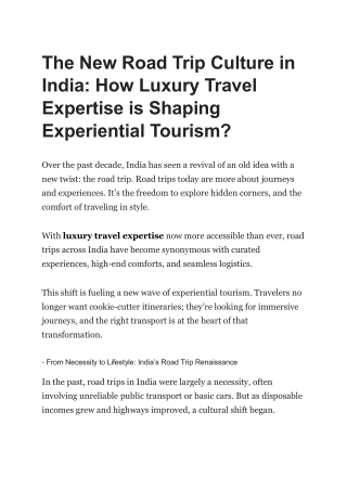 The New Road Trip Culture in India - Krish